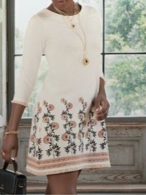 Spartina 449 Cream/ Pink Floral Accent Casual Dress S